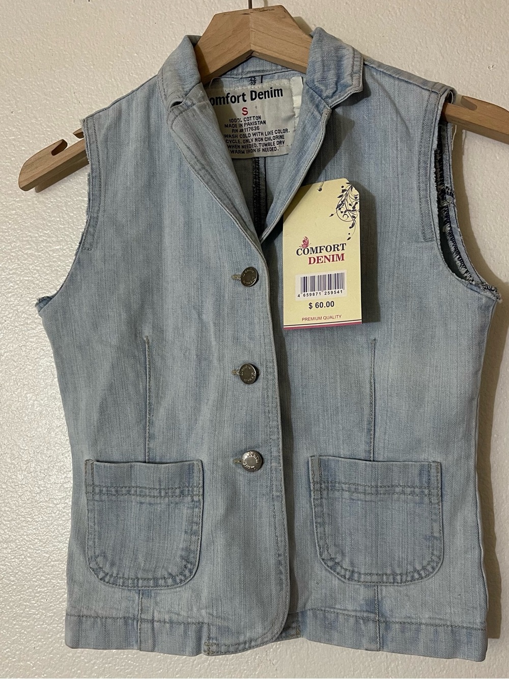 Comfort Denim Light Blue Sleeveless Denim Vest